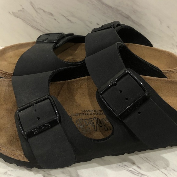 Birkenstock Birki's Sandals Black Leather 2 Strap - Picture 6 of 7